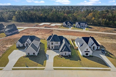 Aerial perspective of suburban area with a heavily wooded area