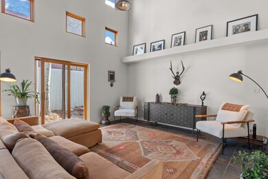 Living room with clerestory windows