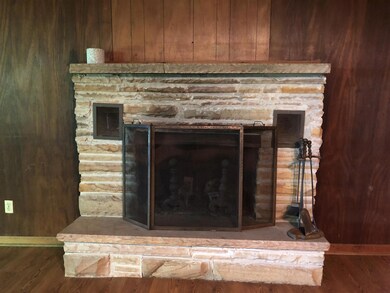 Large stone fireplace