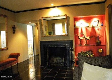 Bookshelf and Fireplace