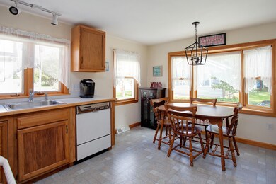 Picture window in dining area in kitchen