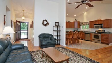 Entry way into living room and open kitc