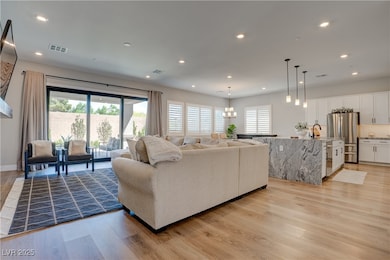 Living room featuring light wood-type flooring and
