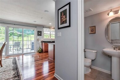 The Powder Room features Ceramic Tile Flooring, Pe