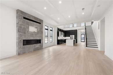 Living room with optional fireplace and celing