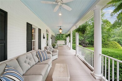 Porch with a ceiling fan