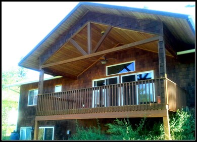 The large upper level rear deck