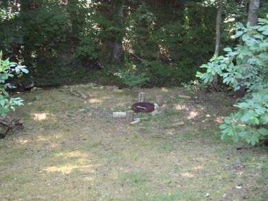 Camping area beside creek with fire pit