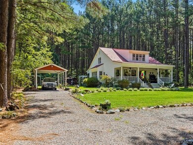 Situated on 5 private acres with long driveway.