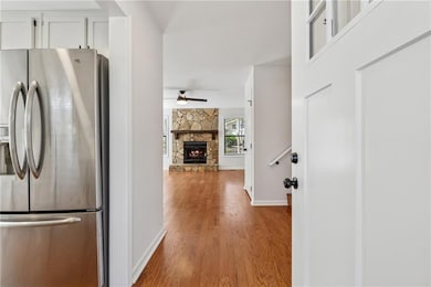 New front door opens to recently updated home.