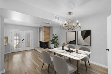 Your dining area offers a warm and inviting space