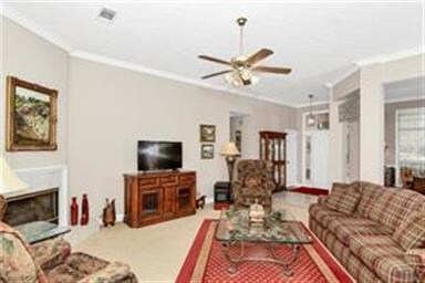 Looking from the back door into the living room to