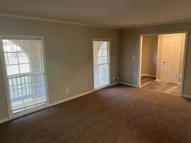 View back to front entry in living room