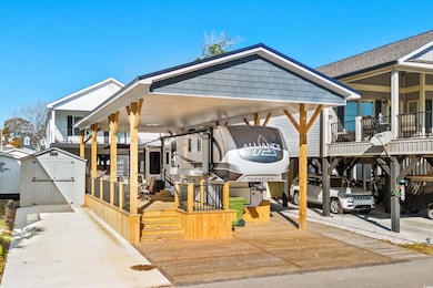 Exterior space with a storage shed