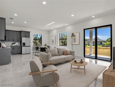Living room featuring marble finish floor, recesse
