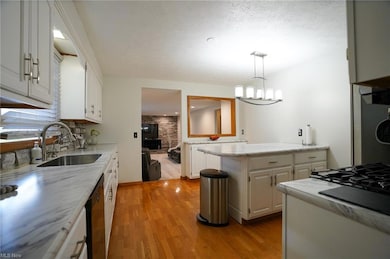 Kitchen featuring a kitchen island, sink, light ha