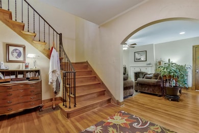 Foyer is large and goes up to a large landing at t