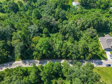 Overhead view highlighting the lot’s wooded privacy and natural landscape.