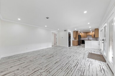 The kitchen opens to the living area, creating a s