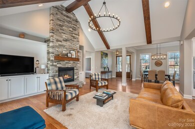 Cathedral ceiling with beautiful exposed beams