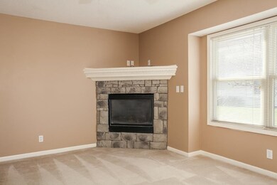 Beautiful stone fireplace make an attractive, func