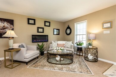 Living room with carpet floors