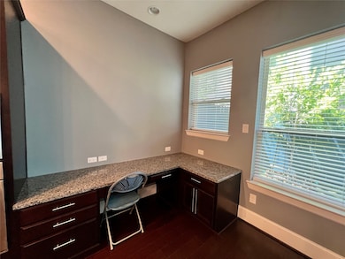 Closeup of desk area by dining.