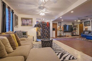 View of the living room and partial den!