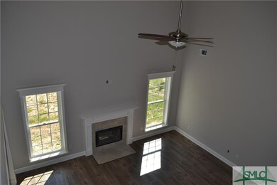 Two story great room with gas fireplace