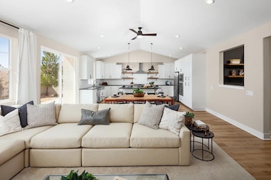 Great room with vaulted ceiling