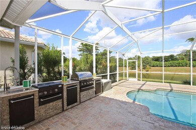 Stone Outdoor Kitchen with Granite Countertops