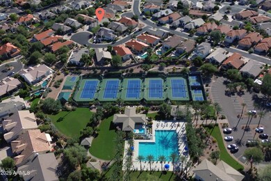 Aerial of the pool and rec area
