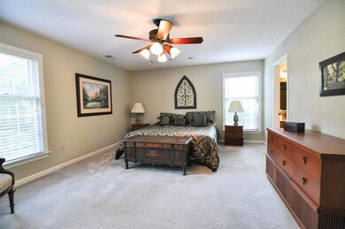 The master has 2 large walk-in closets and private