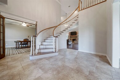 Large open entry area with an office and dining ro