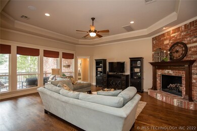 Inviting Family Room is enhanced with gorgeous har