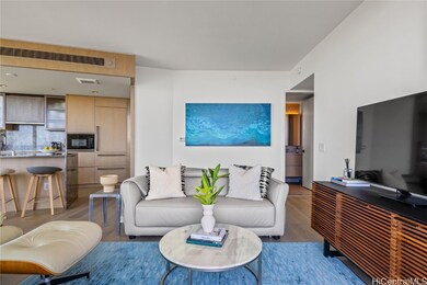 Spacious living room off of the kitchen and dining