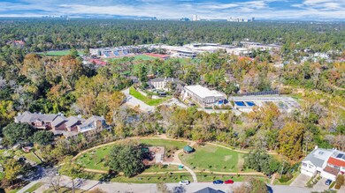 This aerial photo showcases the suburban area with