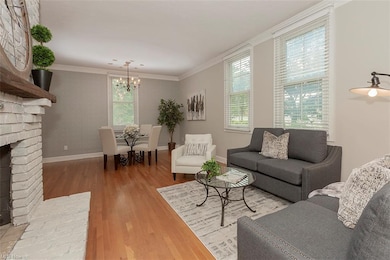 Looking into great room with lovely dining area an