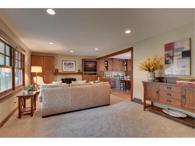 Main level living room with wood fireplace and bui