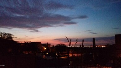 Courtyard sunset view on downtown