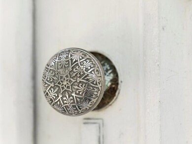 An etched pewter doorknob - another...