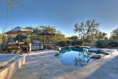 Backyard with Tumbled Travertine Decking