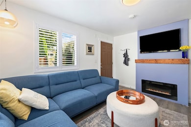 Living room with electric fireplace