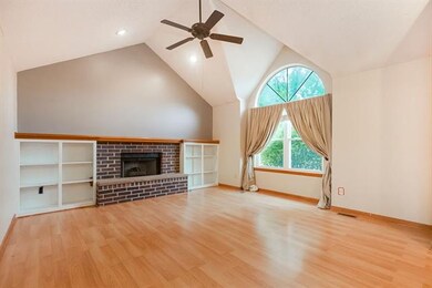 Living Room with built in shelves