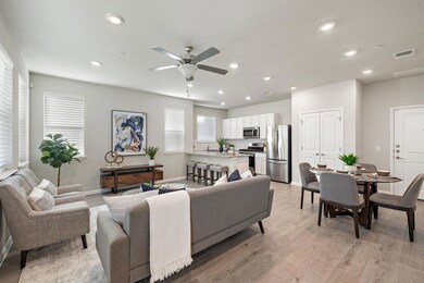 Living area featuring light wood-style flooring, 
