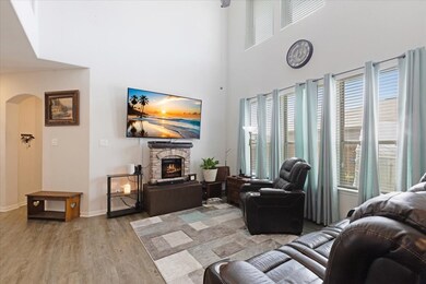 Flooded with natural light from large windows, the