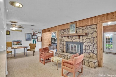 Stone fireplace
