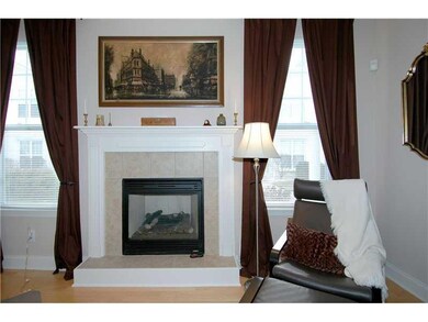 Living Room. Gorgeous fireplace with ceramic and w