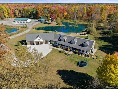 Aerial view of a forest and a large body of water