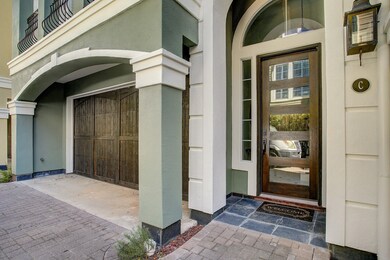 Stately front entry with custom 5 panel glass pane